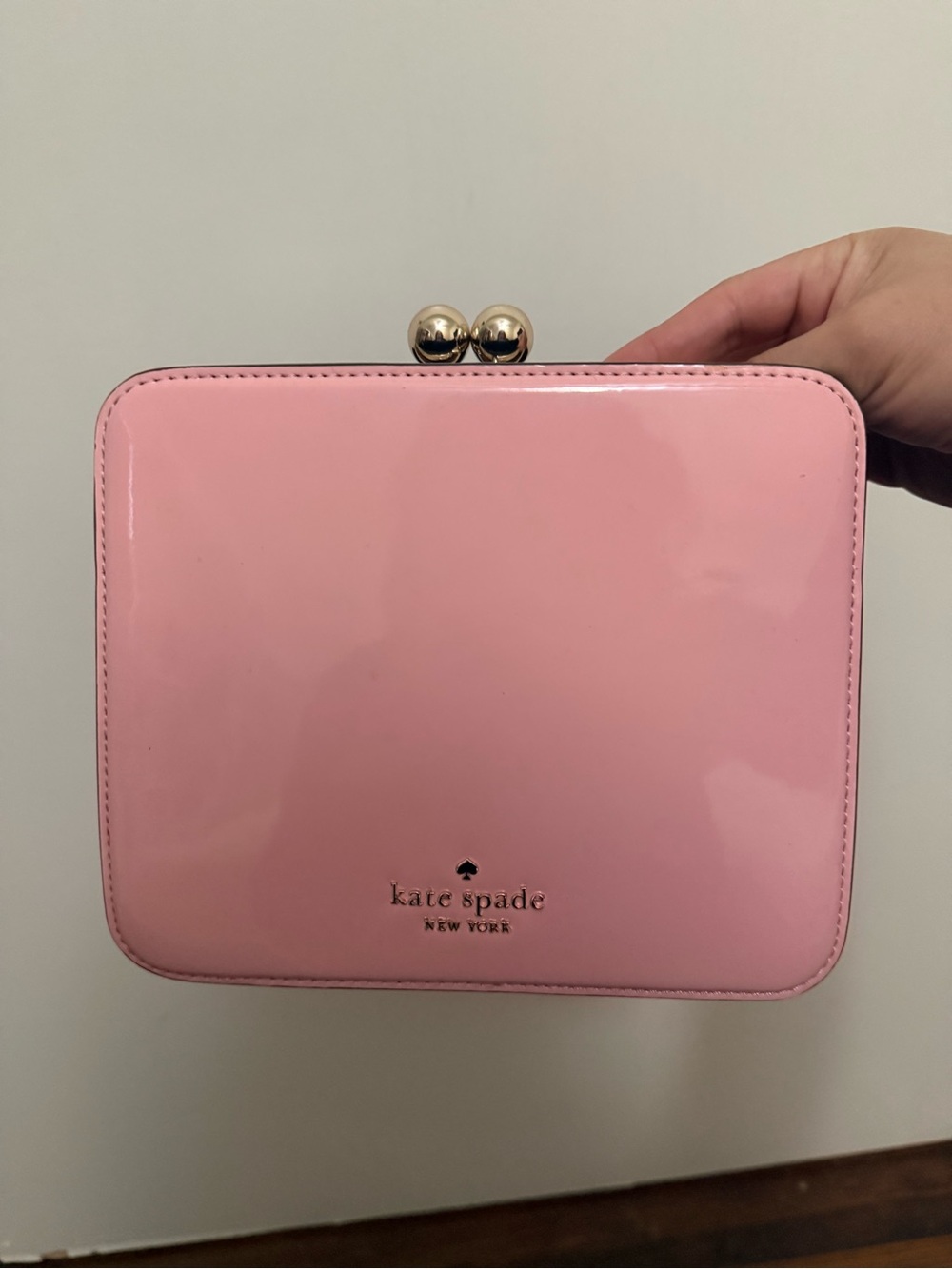 kate spade Pink Patent Box Clutch with Gold Clasp